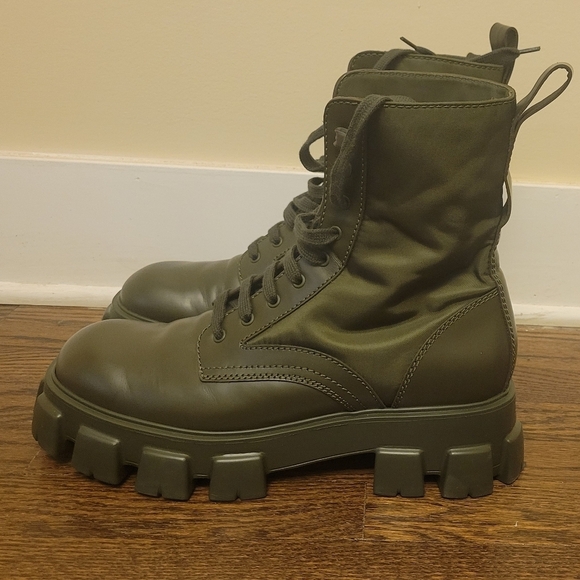 PRADA Men's Monolith Mini Bag Lug Sole Green Combat Boots SZ 11 - Picture 5 of 9